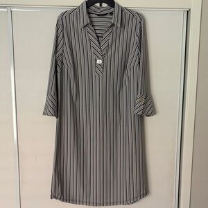 Mlle Gabrielle Monochrome Striped Long Sleeve Dress